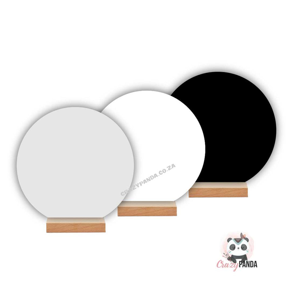Acrylic Blank Circle Table Sign & Wooden Stand Colours