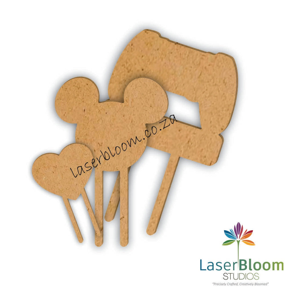 MDF Blank Cake Toppers - Shapes