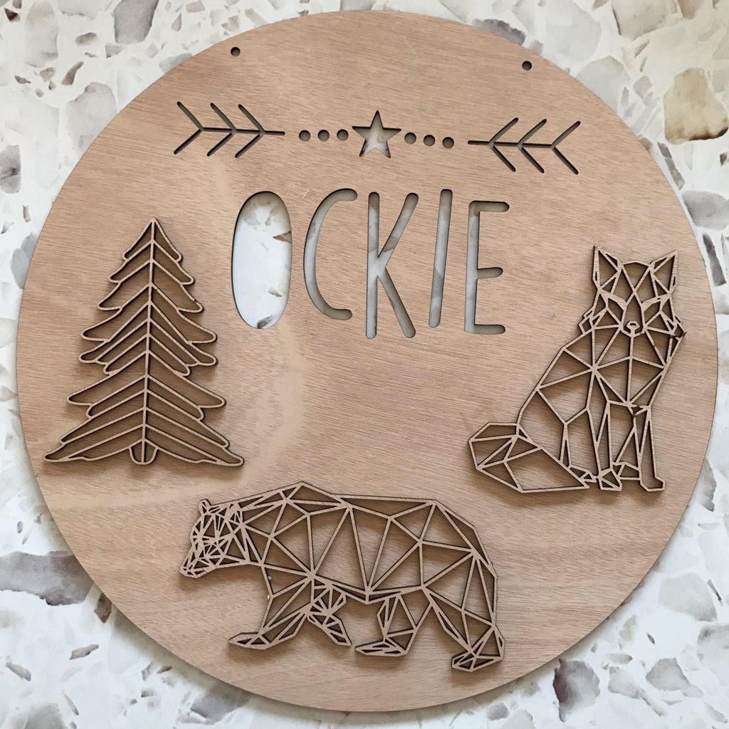 Woodland Geometric Name Plaque