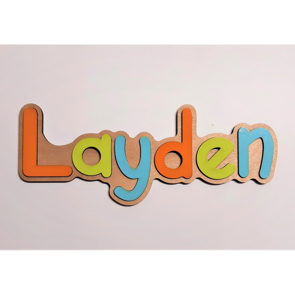 Wooden Name Shape Puzzle Single Name/Raised