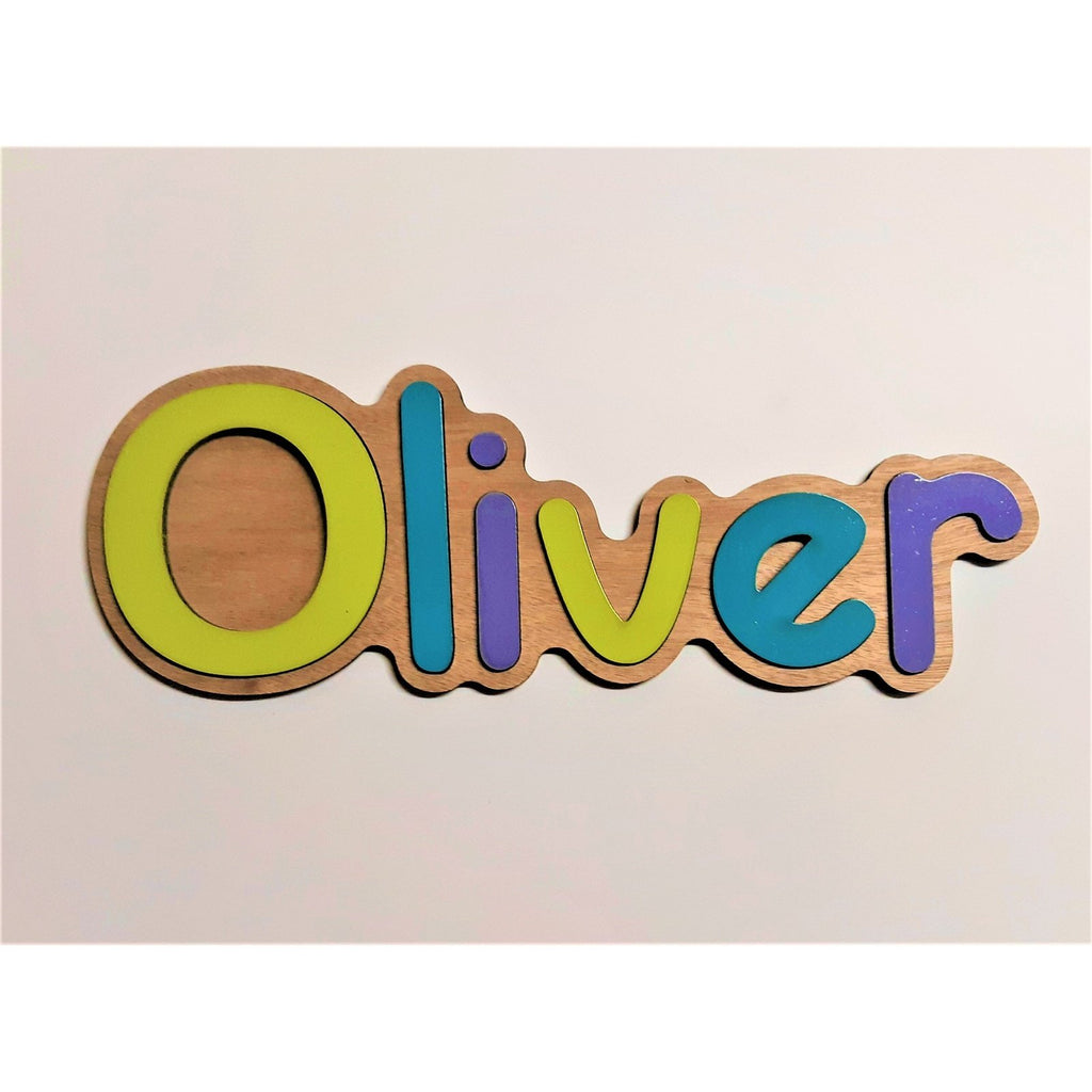 Wooden Name Shape Puzzle Single Name/Raised