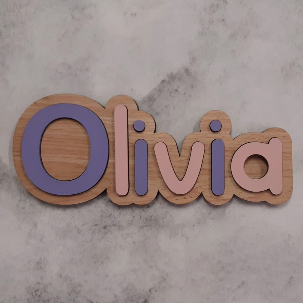 Wooden Name Shape Puzzle Single Name/Raised