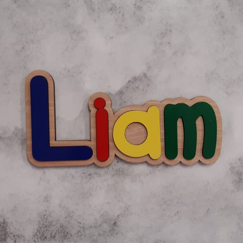 Wooden Name Shape Puzzle Single Name/Raised