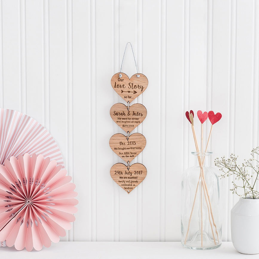 Our Love Story' Hanging Hearts