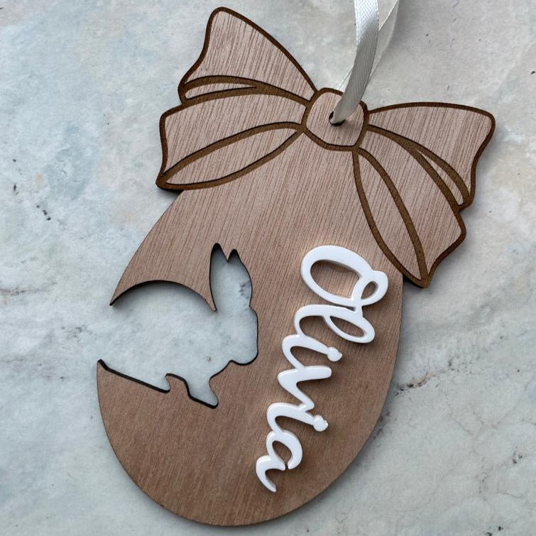 Easter Tags - Egg & bow with raised acrylic letters