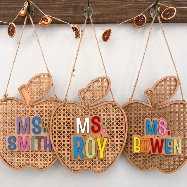 Rattan Apple Teacher Name Sign