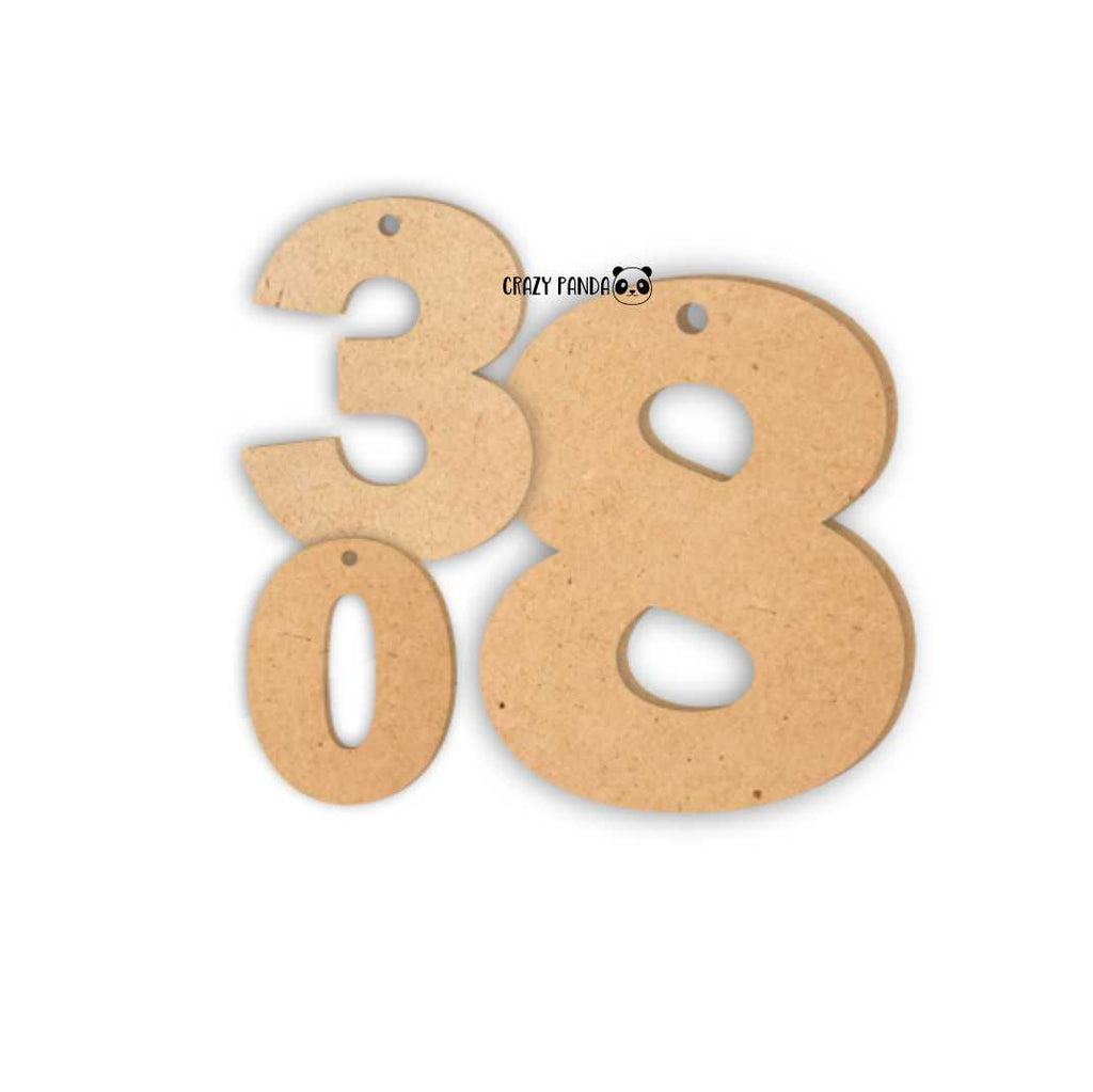 MDF Individual Numbers Sizes